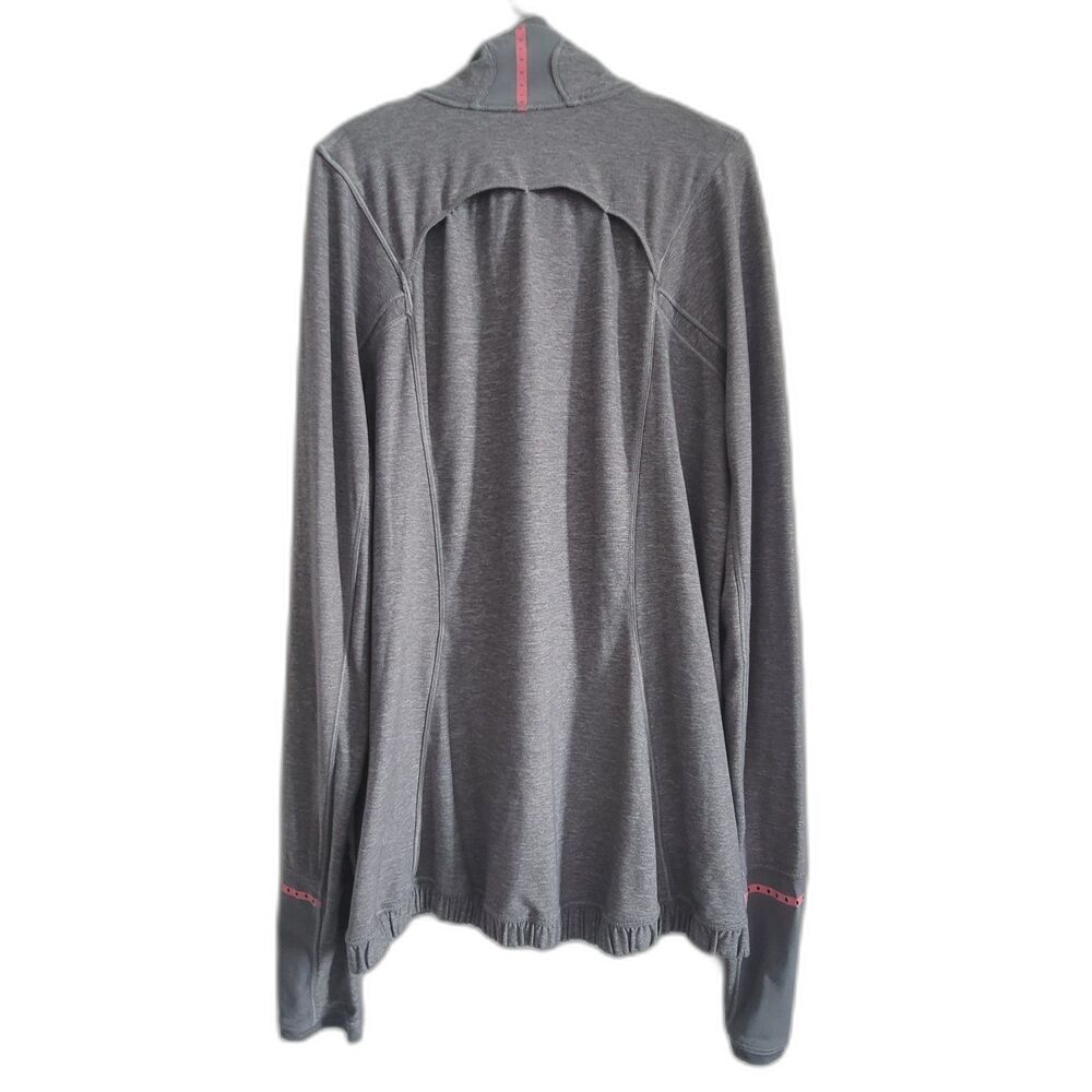 Lululemon Pace Pusher 1/2 Zip Long Sleeve Top Sz 4 Gray/Pink Trim Reflective - Picture 3 of 15